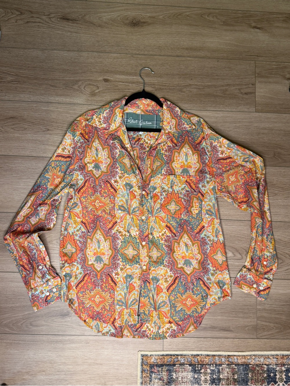 Robert Graham Orange Multi-Color Paisley Button-Down Shirt 100% cotton